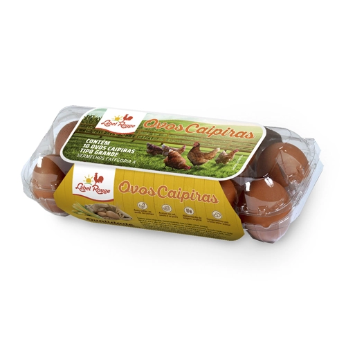Ovos Caipira Grande Label Rouge Bandeja 10 Unidades