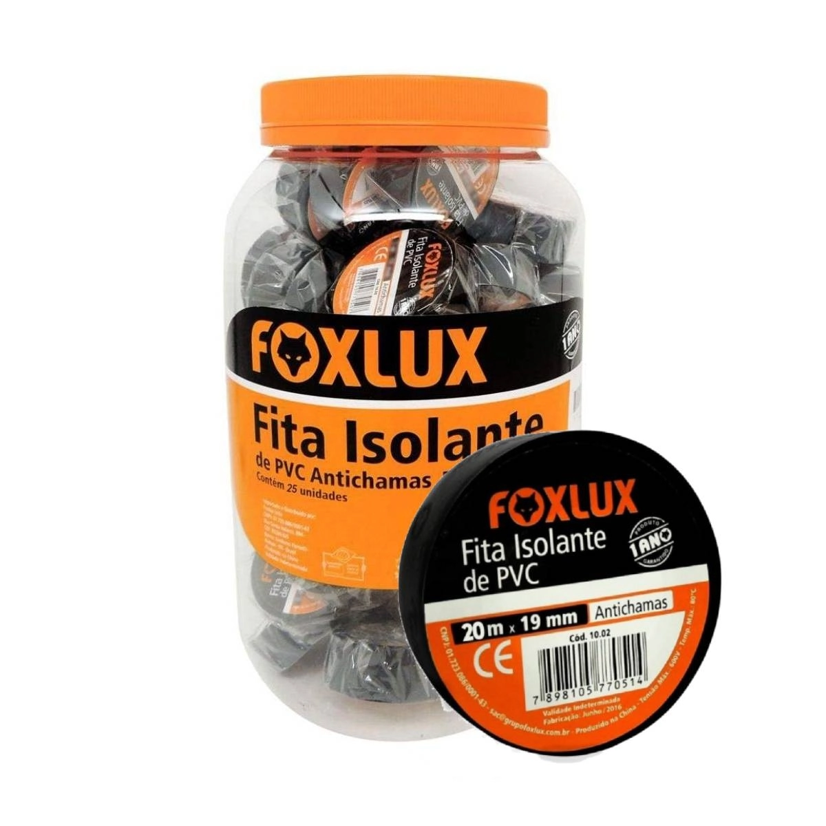 Pote 25 Un Fita Isolante Foxlux Pvc Antichamas 20m