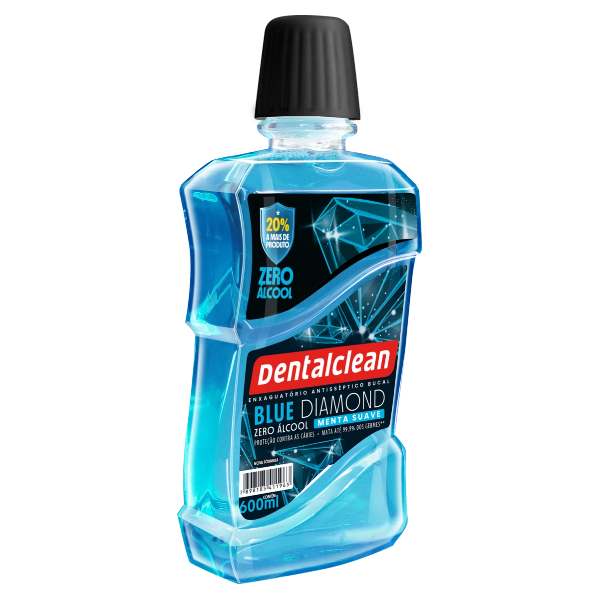 Enxaguante Bucal Antisséptico Zero álcool Menta Suave Dentalclean Blue Diamond Frasco 600ml