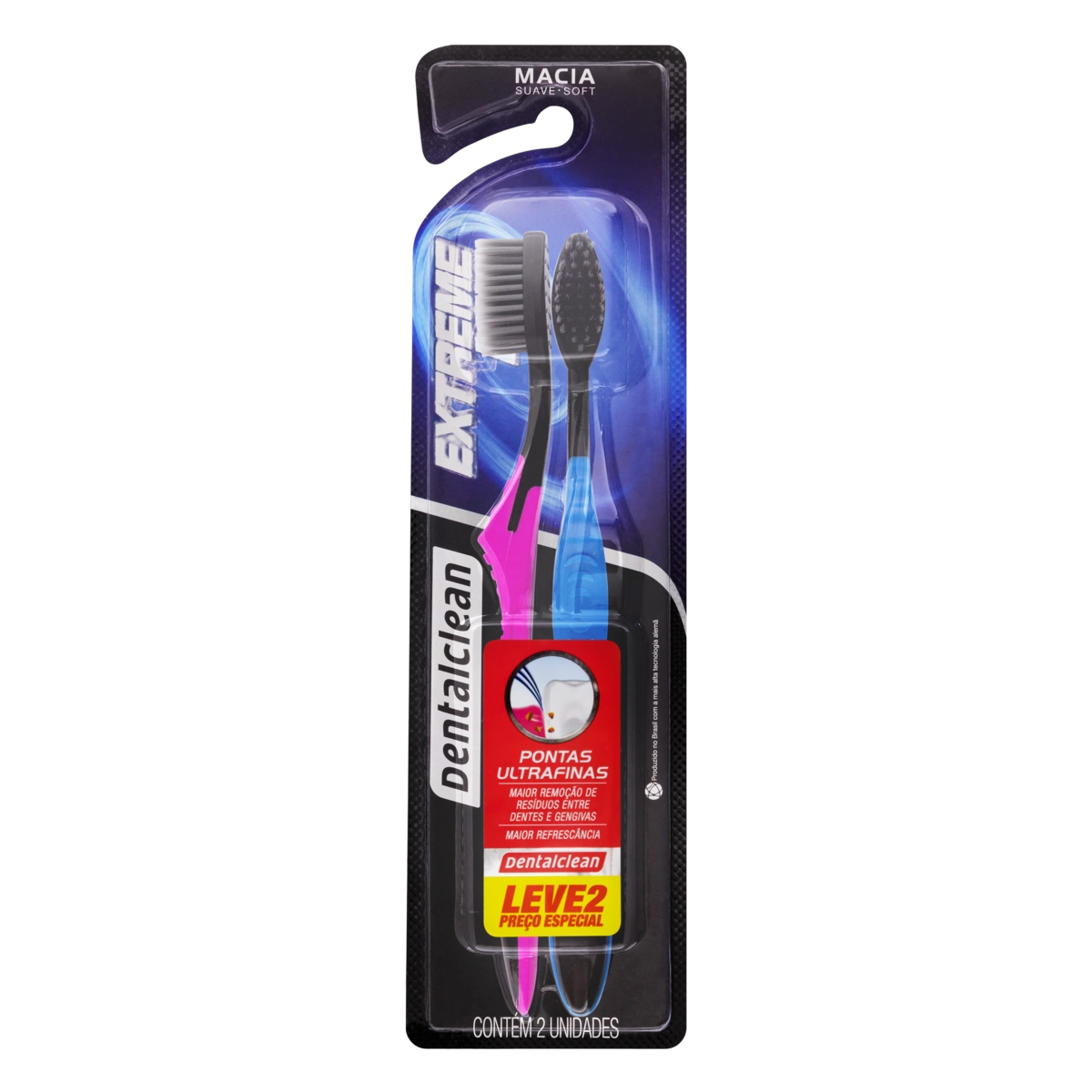 Escova Dental Macia Dentalclean Extreme Ice 2 Unidades Grátis 3 Sachês De Géis Dentais
