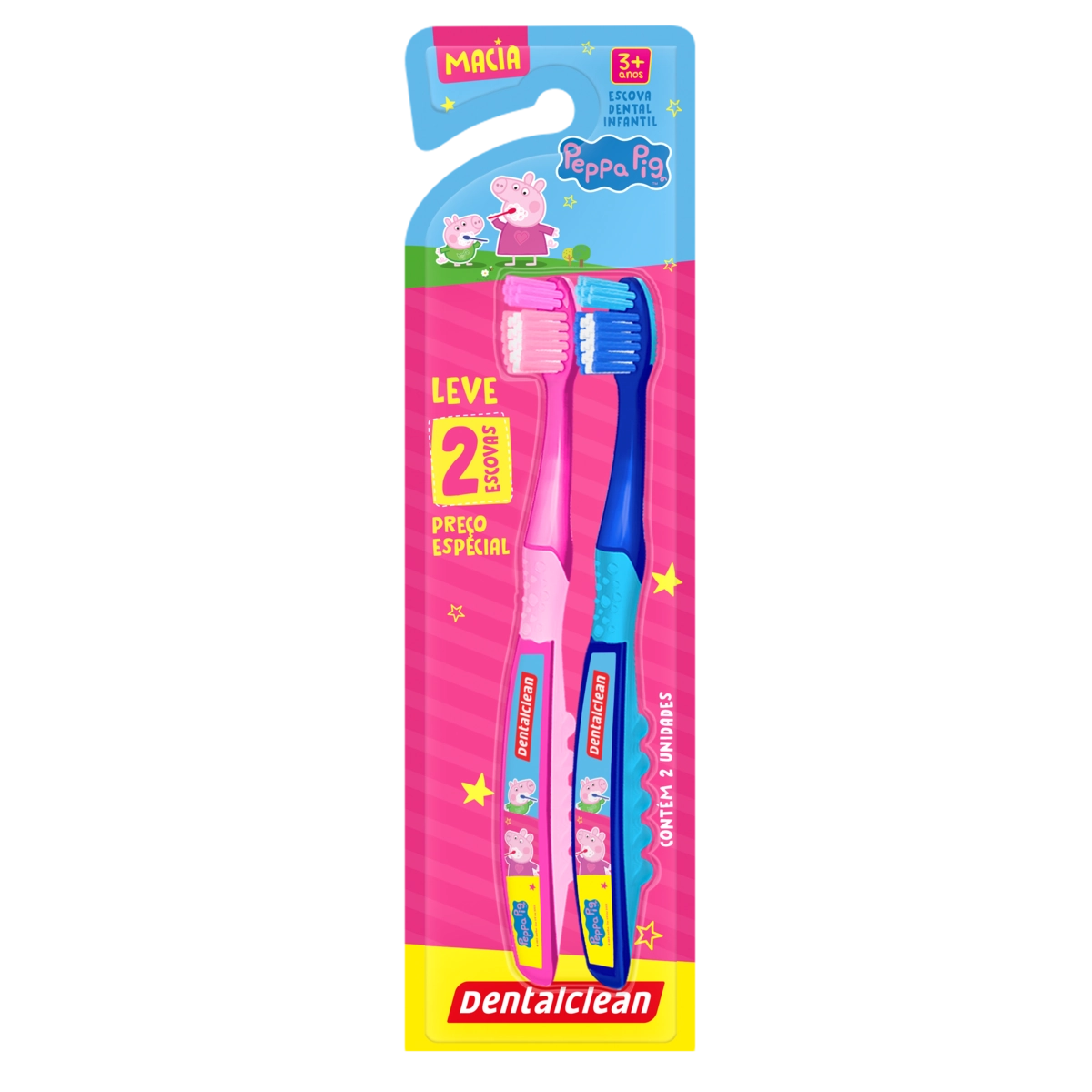 Escova Dental Infantil Macia Peppa Pig Dentalclean 2 Unidades