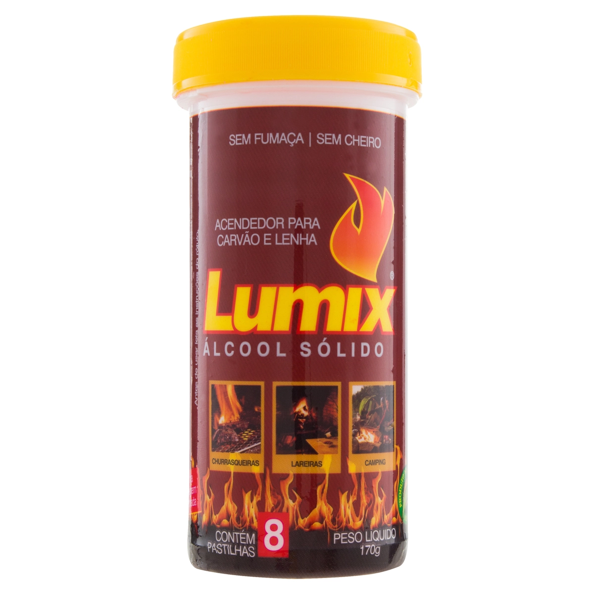 Acendedor Pastilha Para Carvão E Lenha Lumix Frasco 170g 8 Unidades