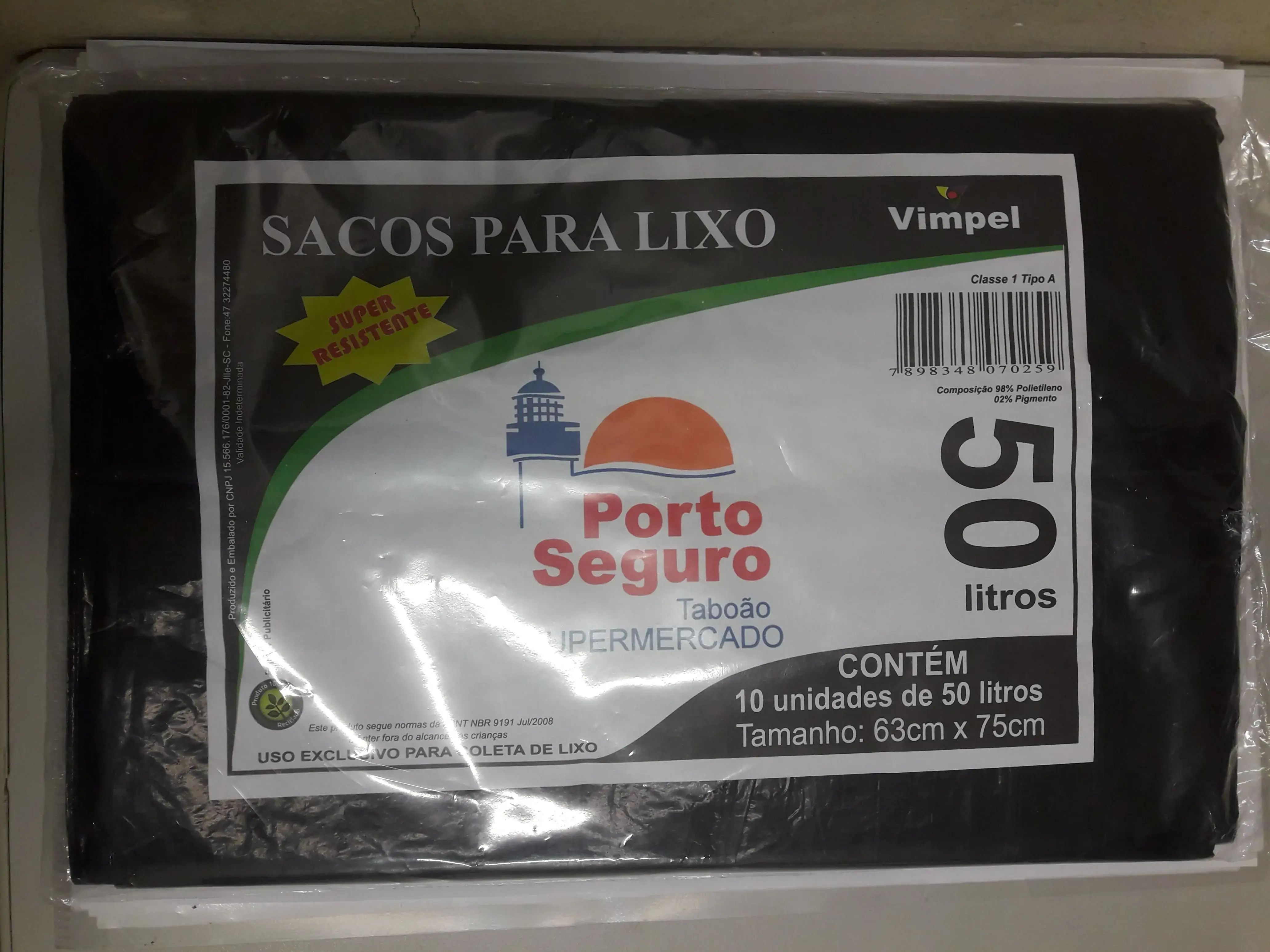 Saco Lixo Vimpel 50l Pt C/10