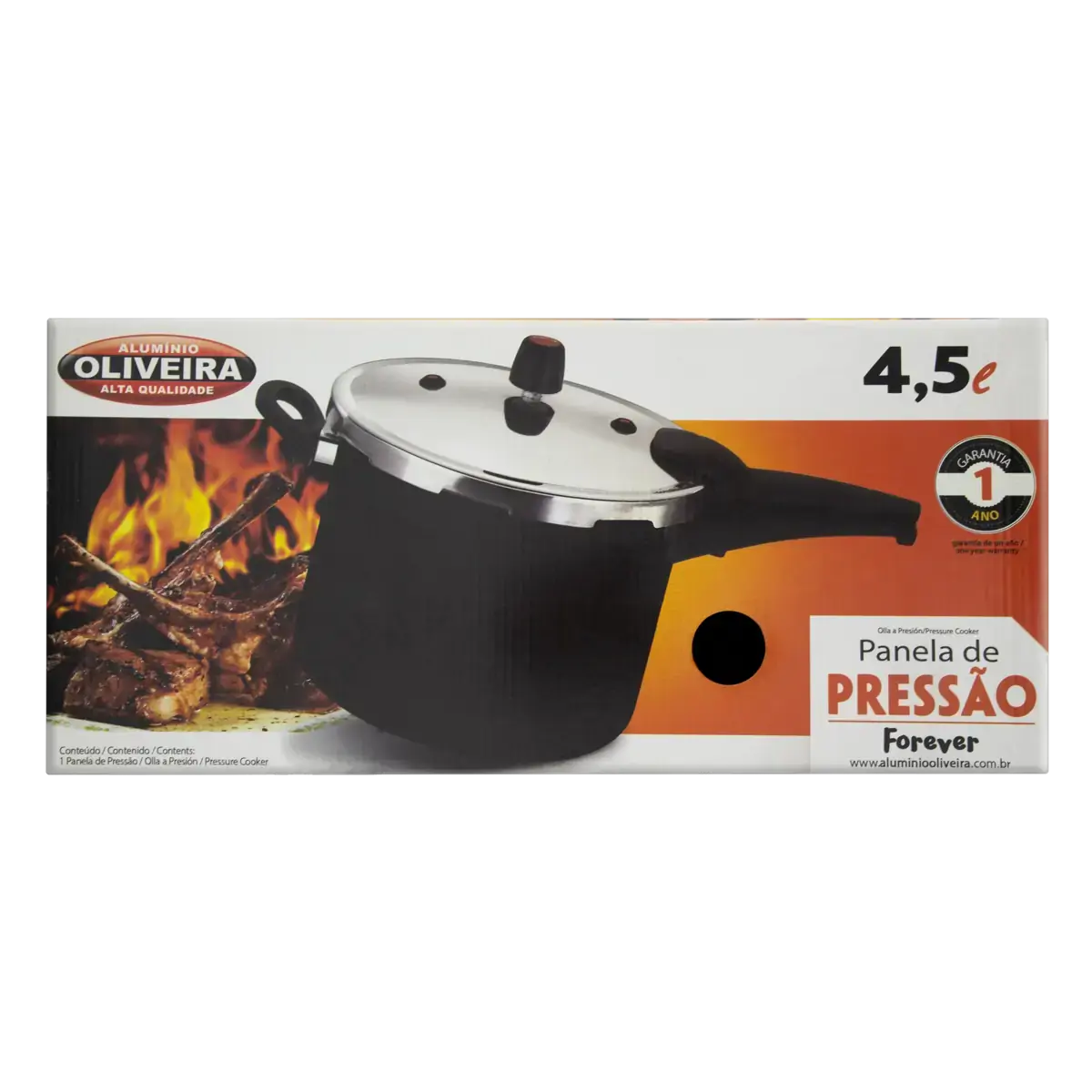 Panela De Pressão Alumínio Antiaderente 4,5l Oliveira Forever