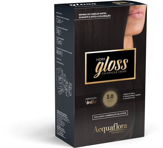 3.0 Castanho Escuro Kit Coloracao Hidra Gloss Acquaflora