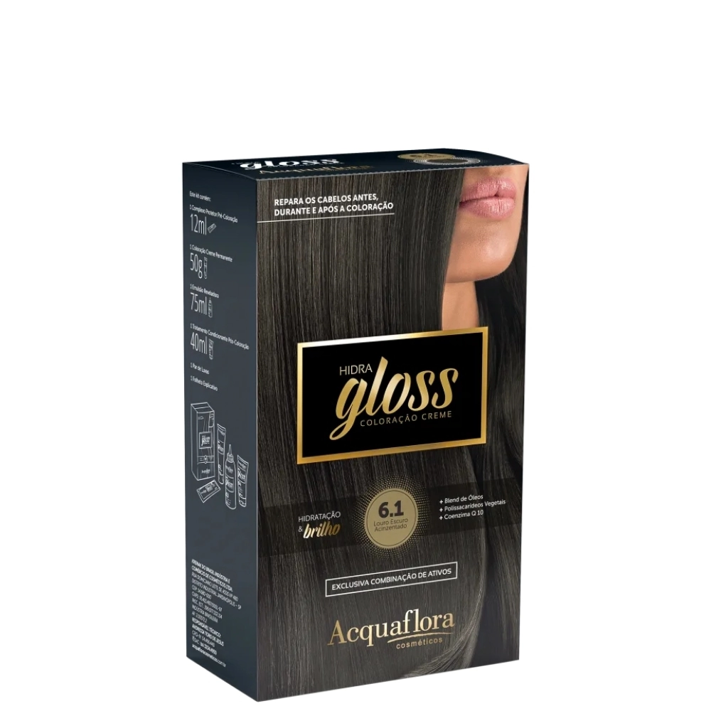6.1 Louro Escuro Acinzentado Kit Coloracao Hidra Gloss Acquaflora