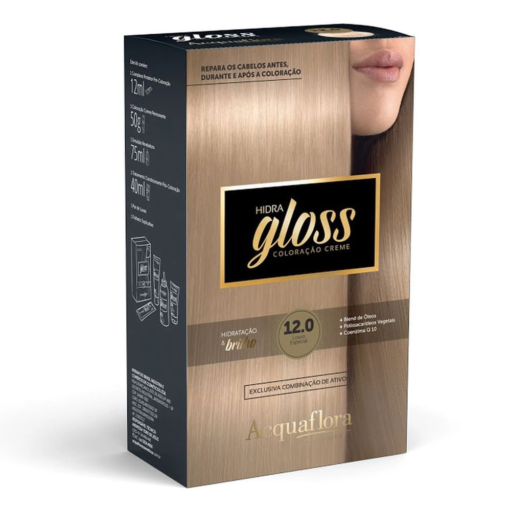 12.0 Louro Especial Kit Coloracao Hidra Gloss Acquaflora