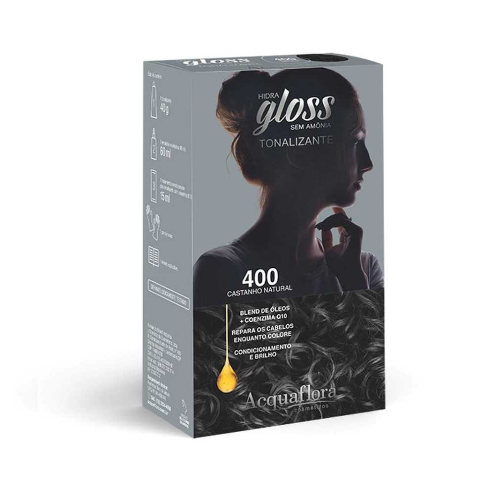 Kit Tonalizante Acquaflora Hidra Gloss 400 Castanho Natural 115ml
