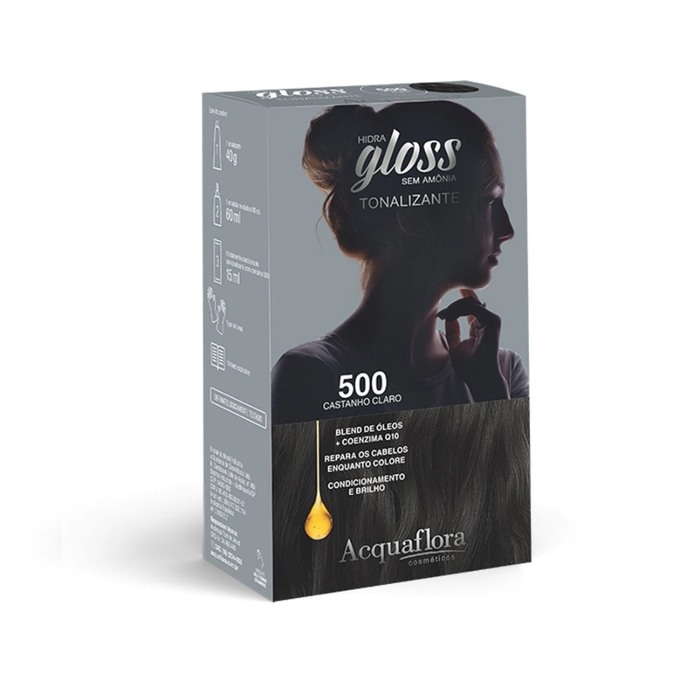 Kit Tonalizante Acquaflora Hidra Gloss 500 Castanho Claro 115ml