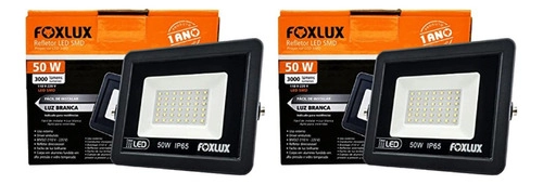 Kit 2 Refletor Led Foxlux 50w 6500k Bivolt