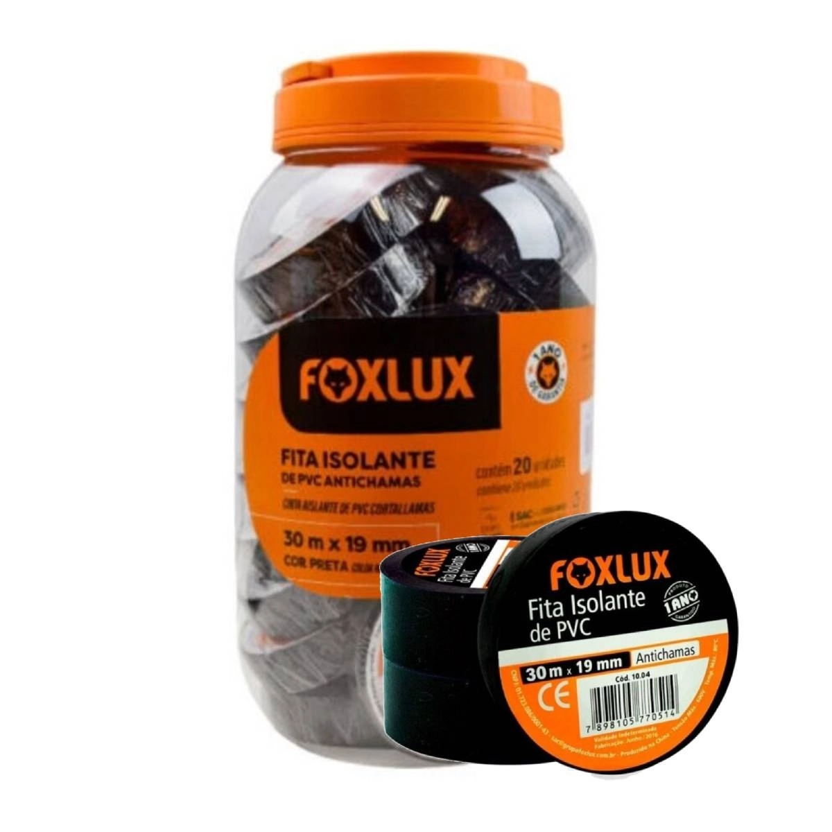 Pote 20 Un Fita Isolante Foxlux Pvc Antichamas 30m