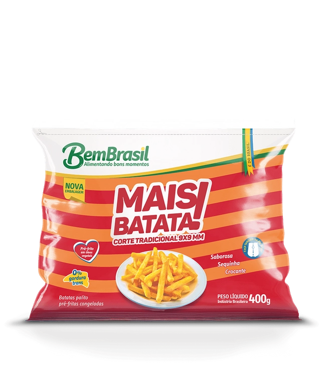 Batata Pré Frita Palito Congelada Bem Brasil Mais Batata Pacote 400g