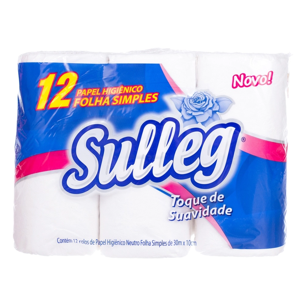 Papel Higiênico Folha Simples Neutro Sulleg 30m Pacote 12 Unidades