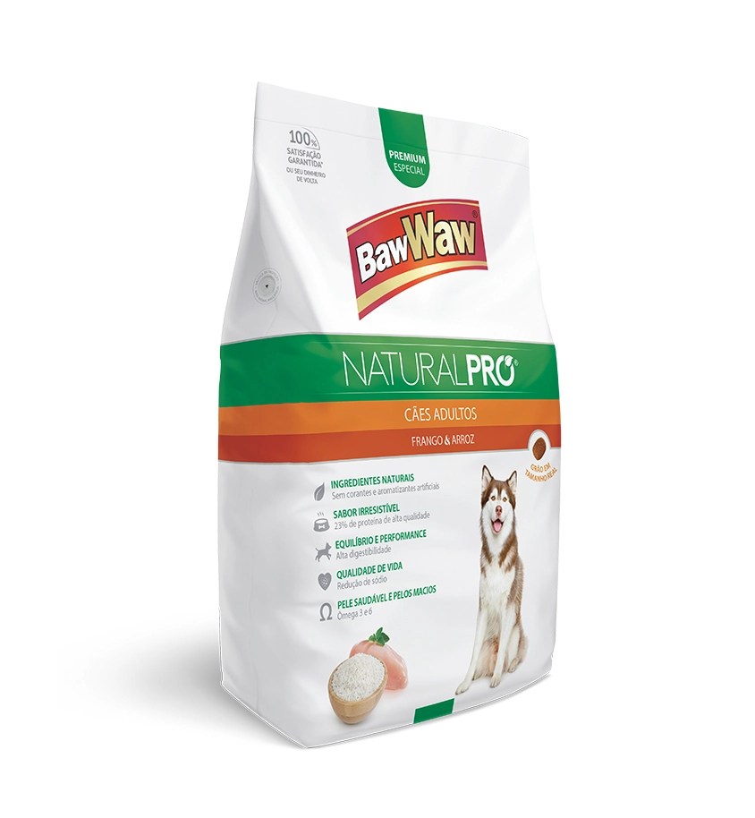 Racao Caes Baw Waw 1kg Natural Pro Frango/arroz Ad