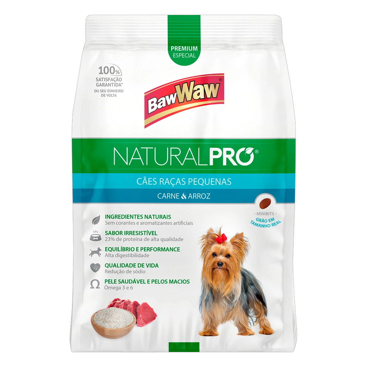 Alimento Para Cães Raças Pequenas Carne E Arroz Baw Waw Natural Pró Pacote 1kg