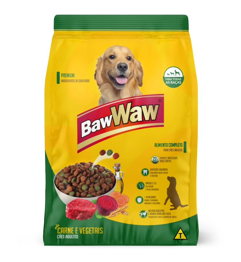 Racao Baw Waw Caes Adulto Carne E Vegetais 900g