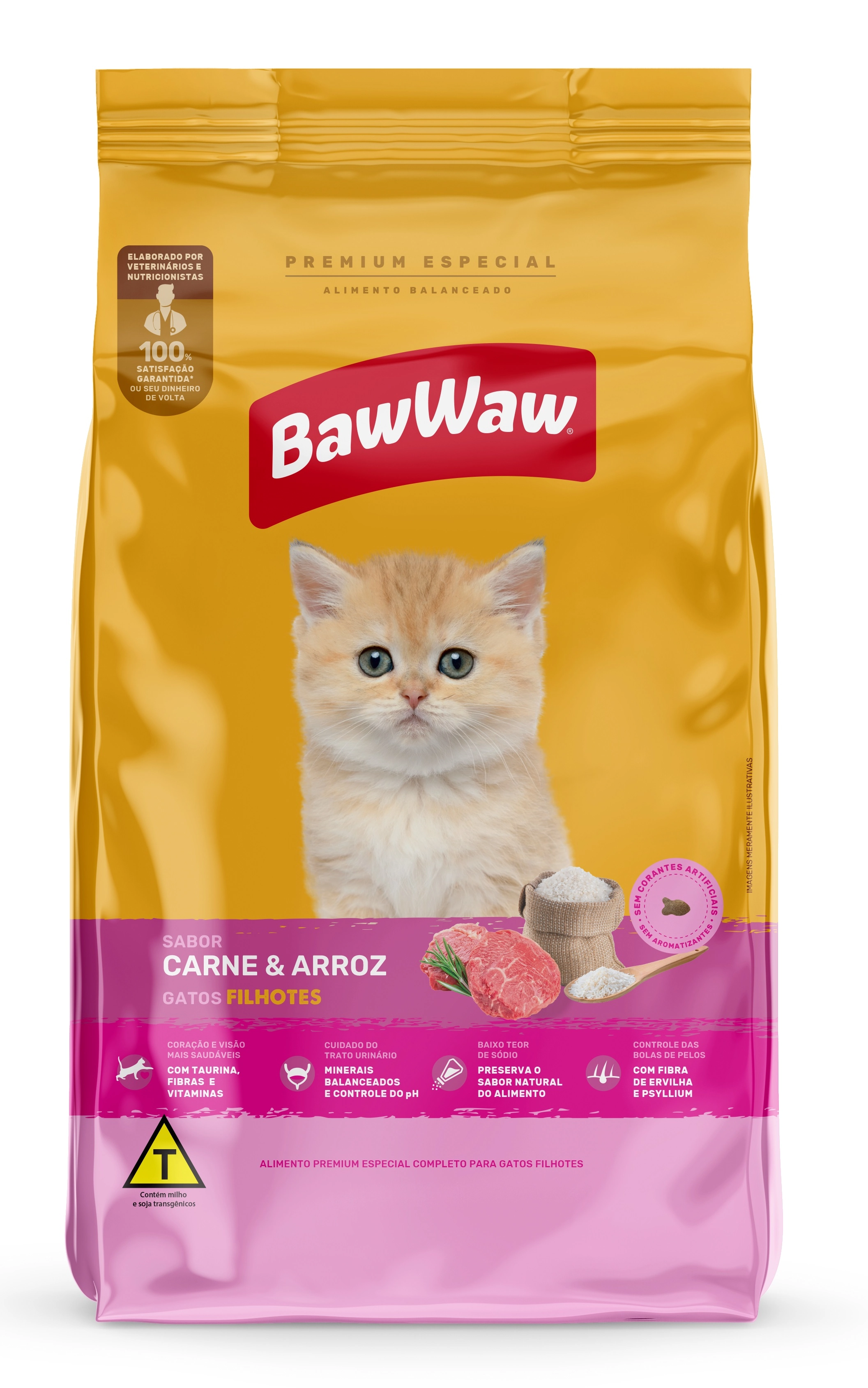 Racao Baw Waw P/ Gatos 900g Filhotes Carne E Leite