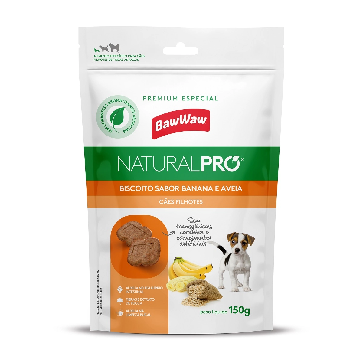Biscoito Caes Baw Waw 150g Natural Pro Ban/aveia Filhotes