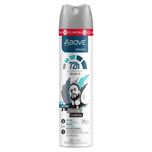 Antitranspirante Aerossol Sem Perfume Neymar Jr. Above Unissex Derma Clinical 150ml Spray