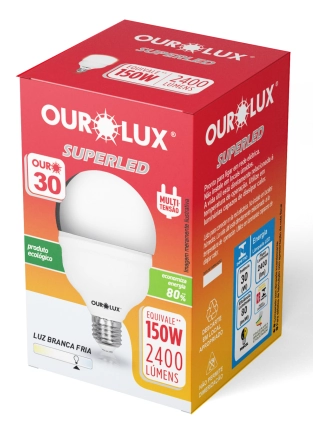 Superled Alta Potencia Ouro 30t 2400 Lm E27 6500k Ourolux