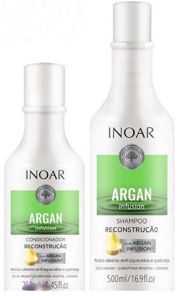 Kit Shampoo 500ml Condicionador 250ml Inoar Argan Infusion Reconstrução
