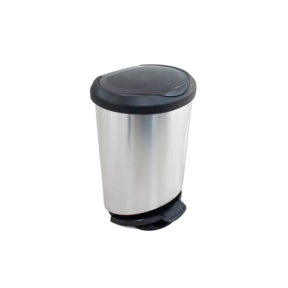 Lixeira Pedal Borda Trava Saco Label Inox 45l 25744 Arqplast