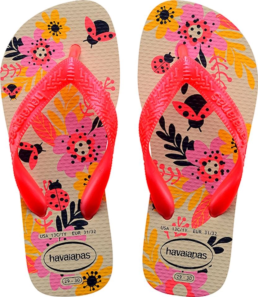 Chinelo Bege Palha Kids Flores Havaianas N° 23/24