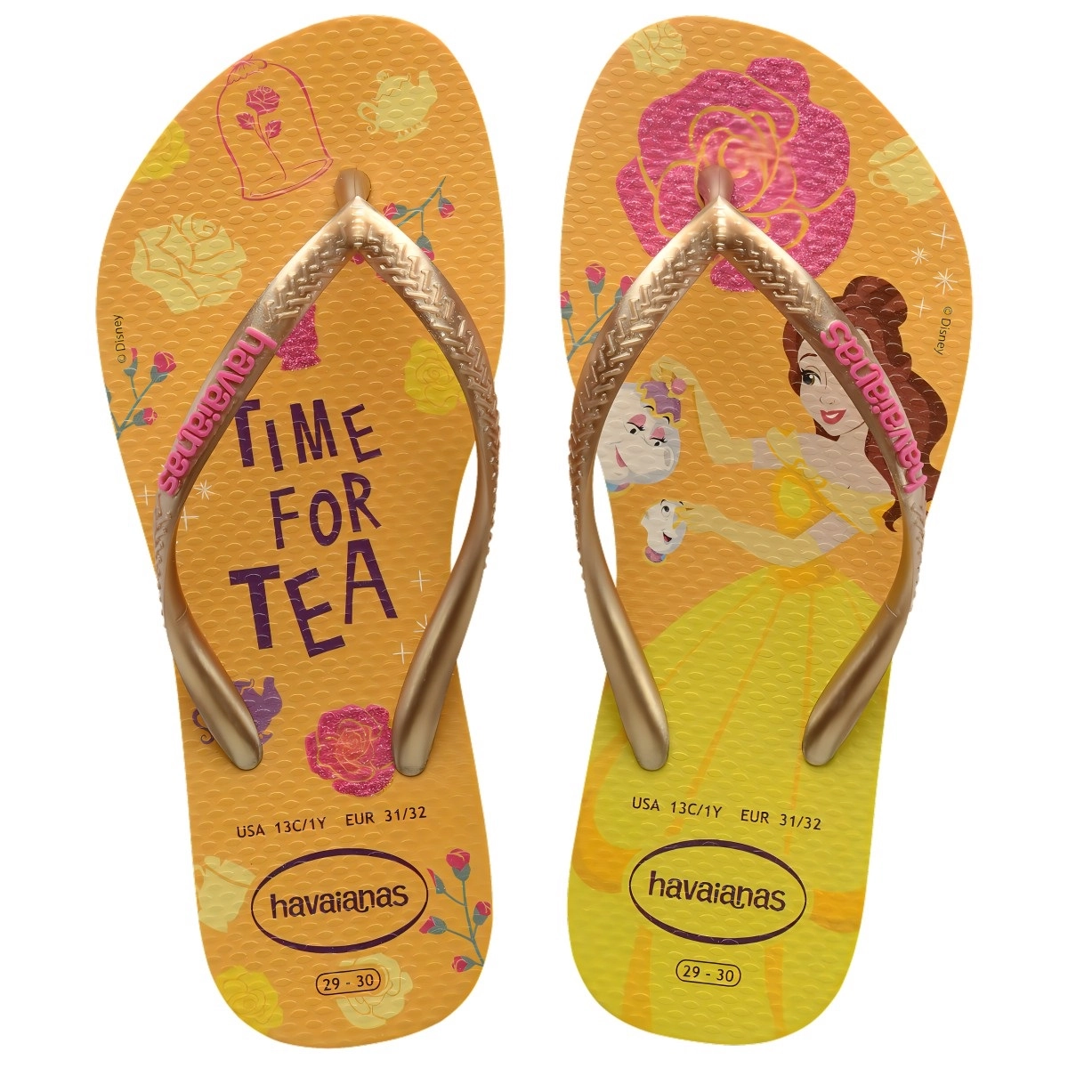 Chinelo Amerelo Limão/dourado/pink Eletric Kids Slim Princess Havaianas N° 29/30