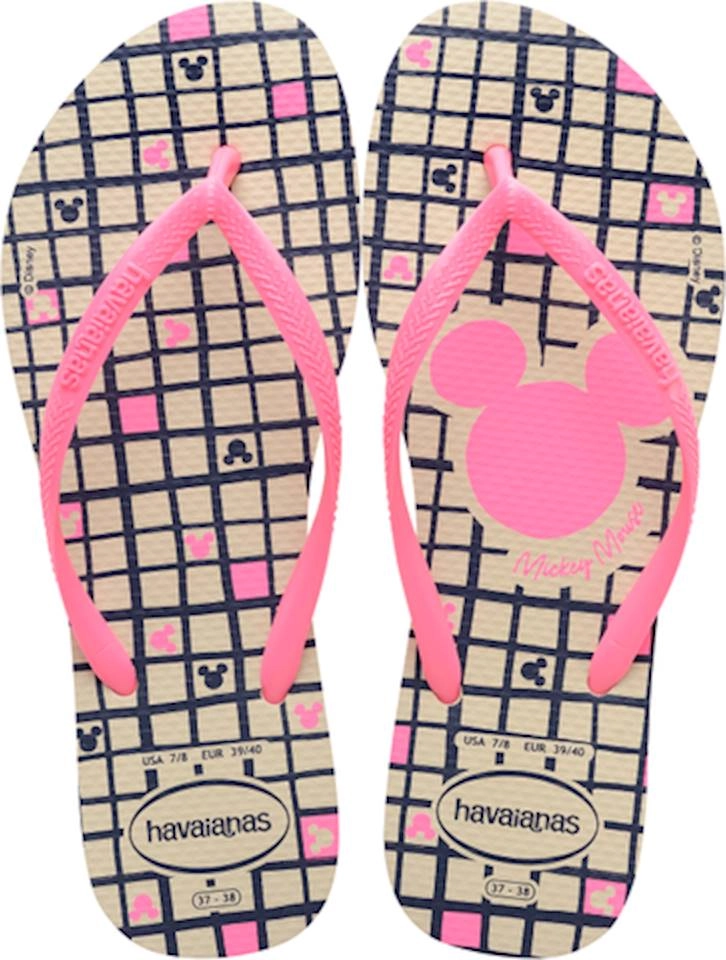 Chinelo Adulto Havaianas Slim Disney Bege Palha