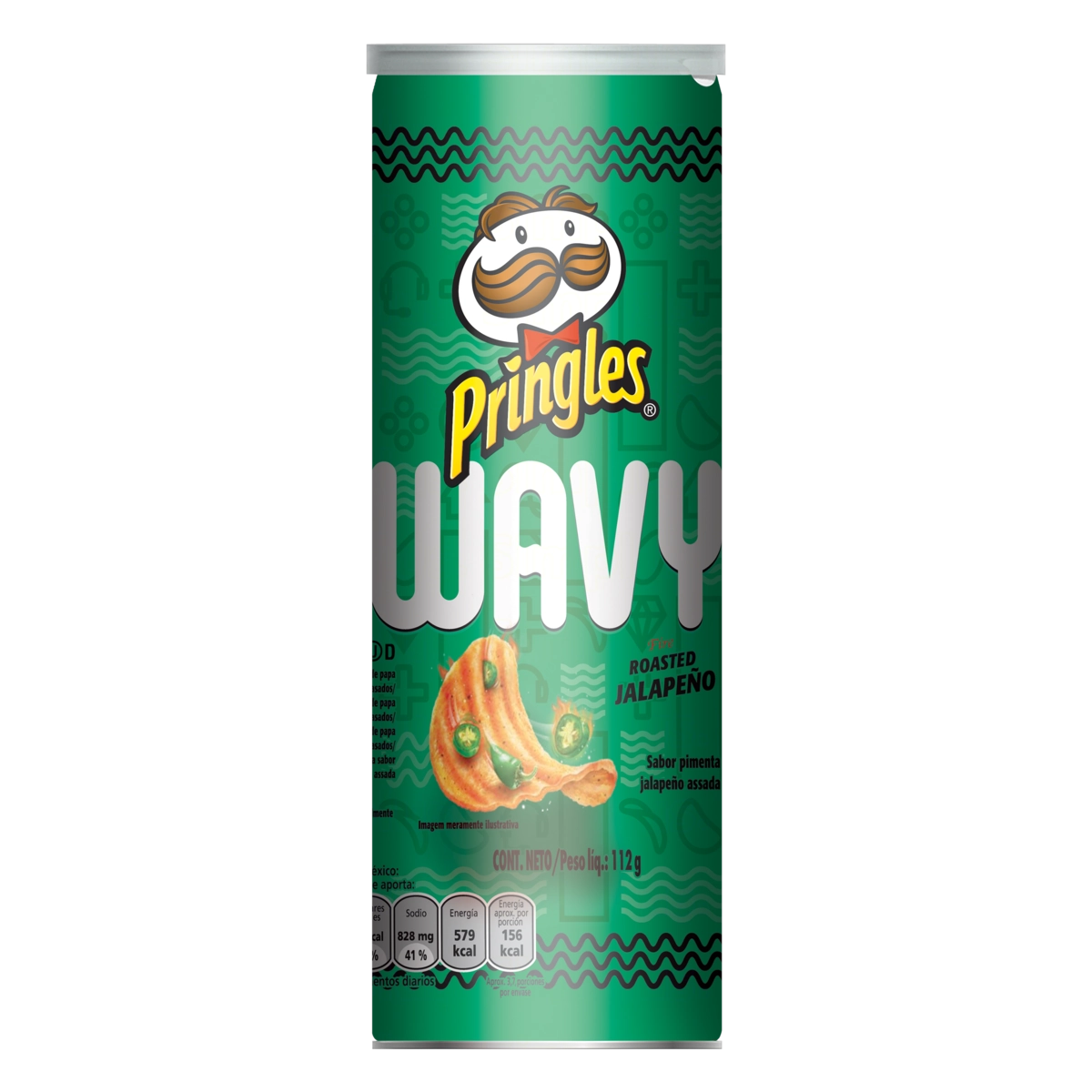 Salgadinho De Batata Pimenta Jalapeño Pringles Wavy Tubo 112g