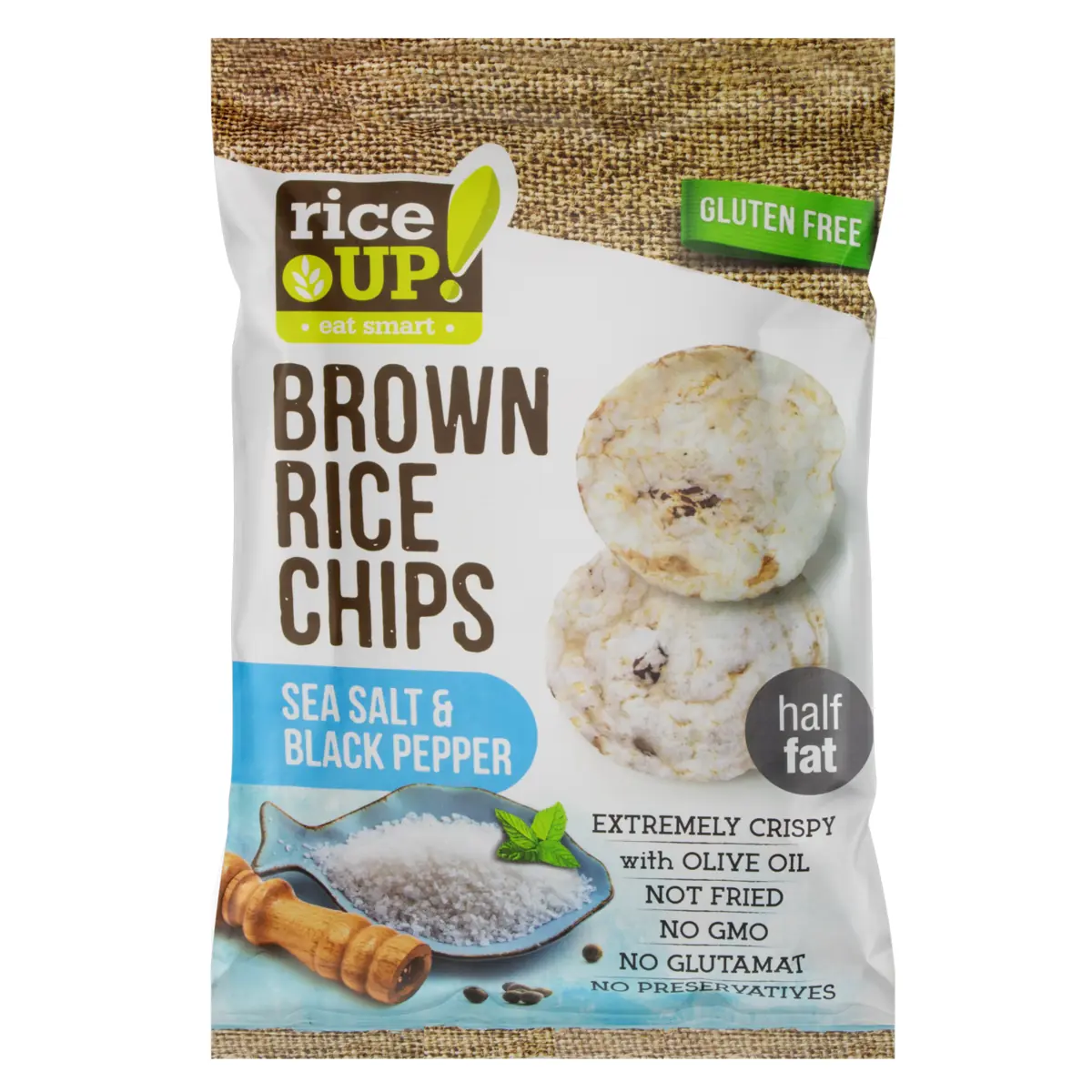 Chips De Arroz Sal Marinho E Pimenta Preta Rice Up Pacote 60g