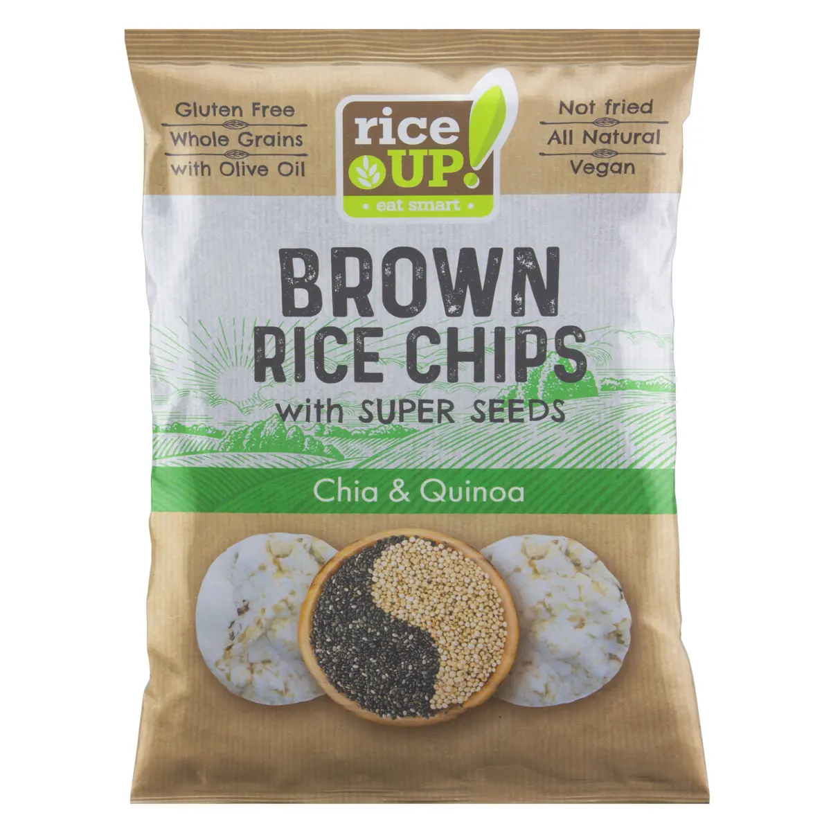Chips De Arroz Integral Chia E Quinoa Rice Up Pacote 60g