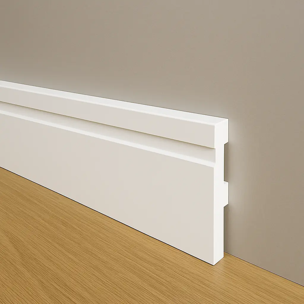 Kit 20 Barras Rodapé Poliestireno 7cm Frisado Branco 2m Rm Decor