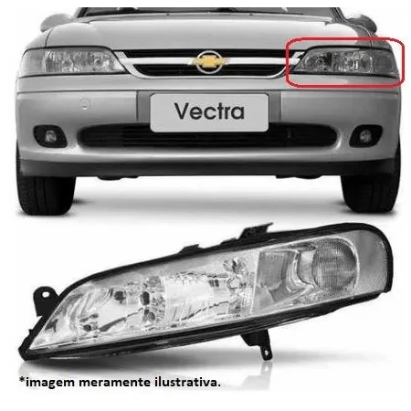 Farol Principal CHEVROLET - GM VECTRA Lado Esquerdo Máscara Cromada Regulagem Manual - TYC 12689