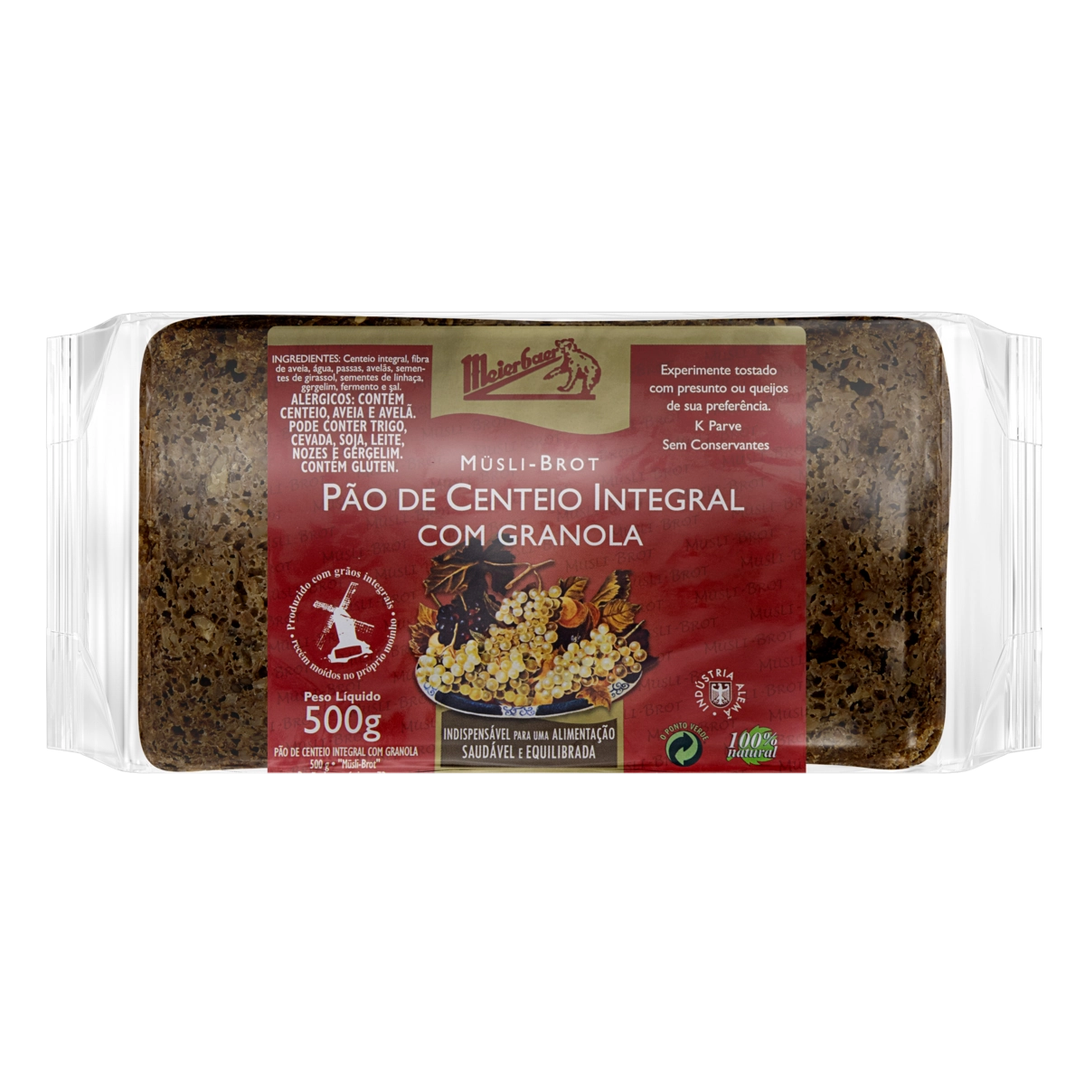 Pão Integral Centeio Com Granola Meierbaer Pacote 500g