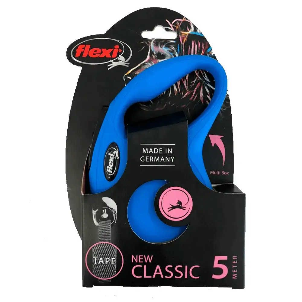 Guia New Classic Cães Pequeno Porte 5m Azul Flexi Até 12kg