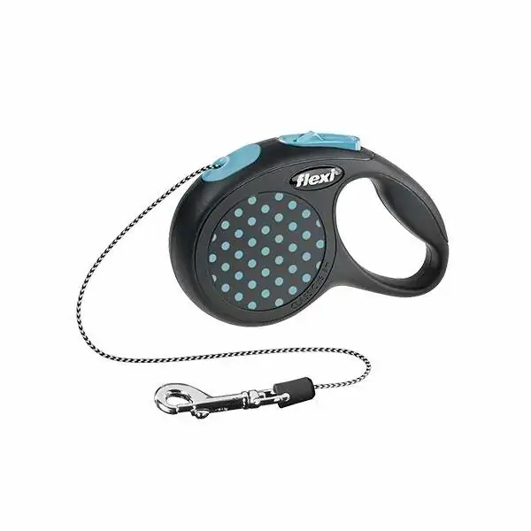 Guia Flexi Design Para Cães Cordão Preto E Azul