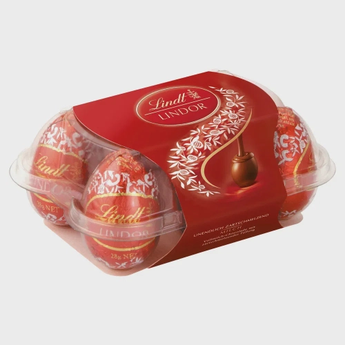 Ovo De Chocolate Ao Leite Recheio Cremoso Lindt Lindor Bandeja 168g