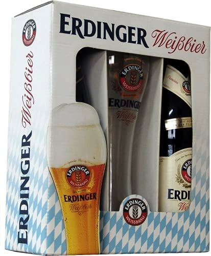 Kit com 2 Cervejas Alemã ERDINGER WEISSBRAU 500ml com 1 Copo de Vidro