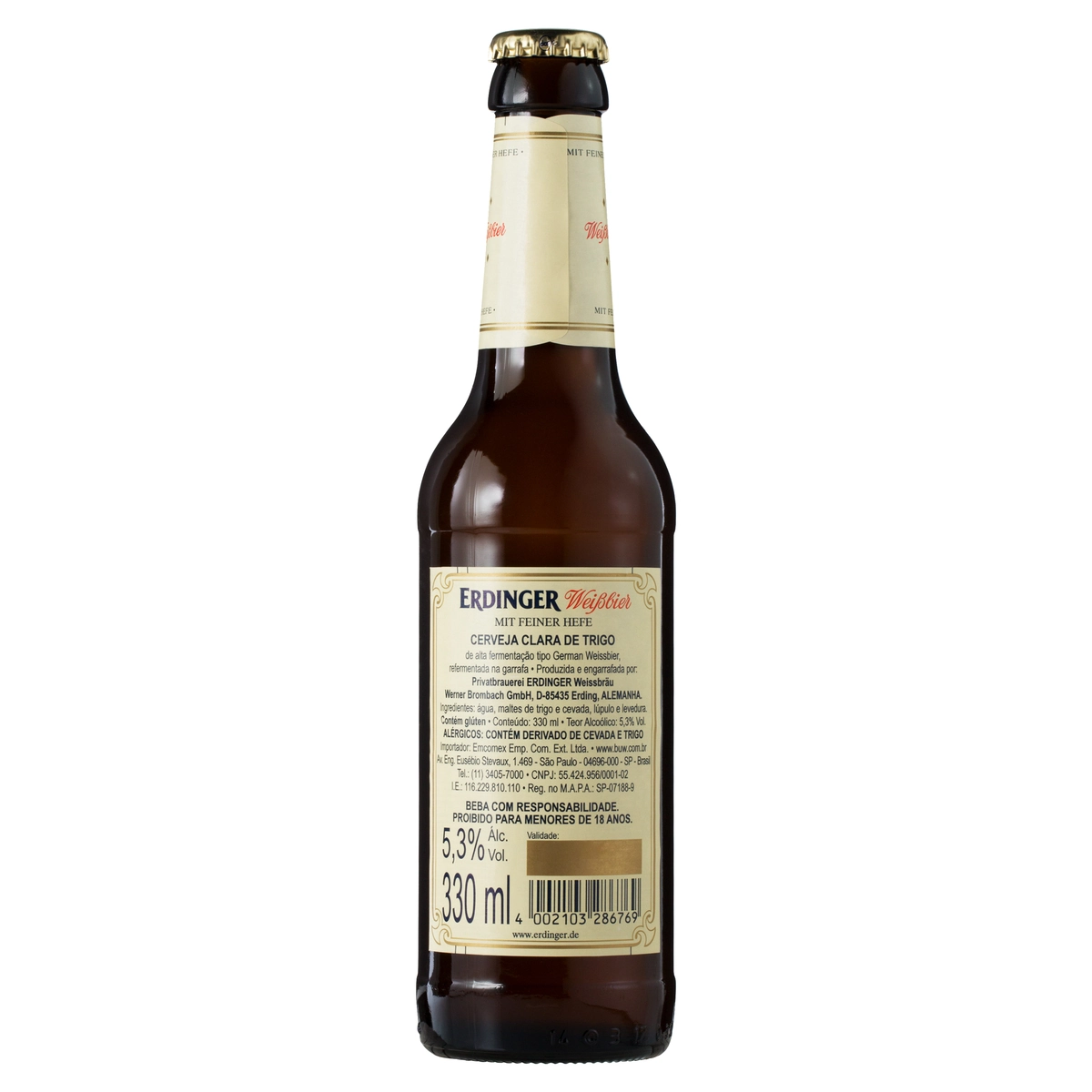 Cerveja Weissbier Erdinger Garrafa 330ml