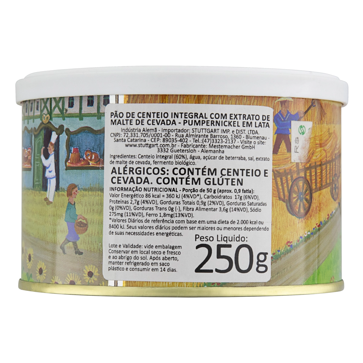 Pão Integral Centeio Com Extrato De Malte De Cevada Mestemacher Lata 250g