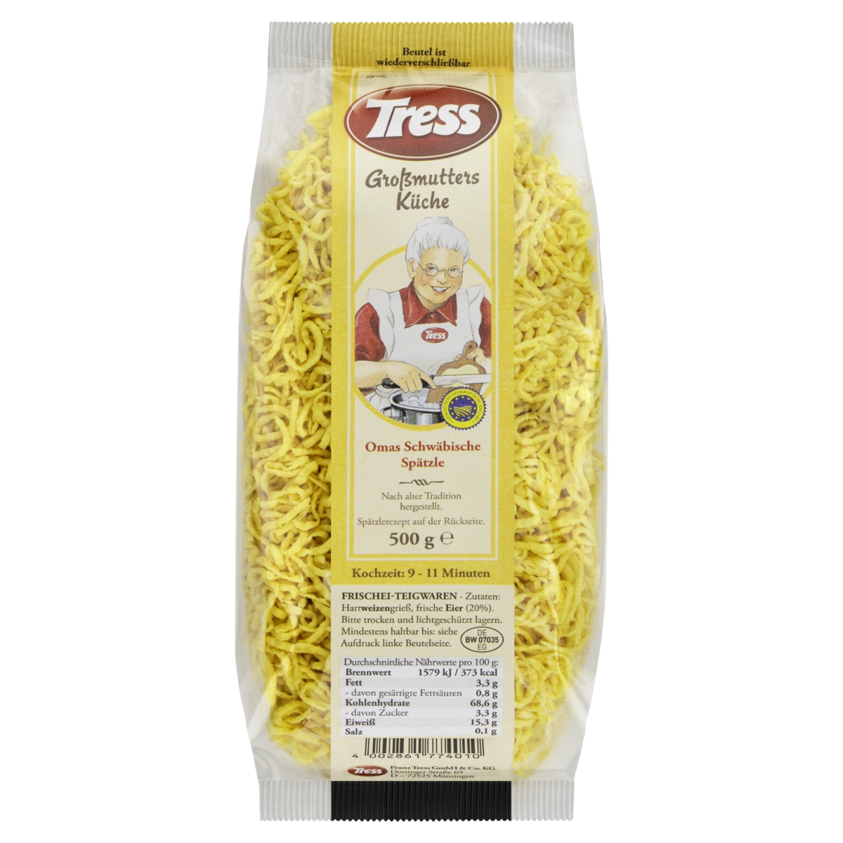 Macarrão De Sêmola Com Ovos Grano Duro Spätzle Tress Pacote 500g