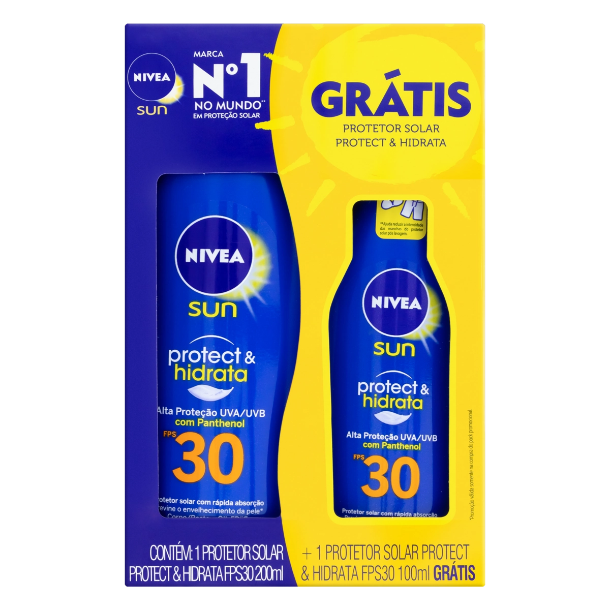 Kit Protetor Solar Fps 30 Nivea Sun Protect Hidrata 200ml Grátis Protetor Solar Fps 30 100ml