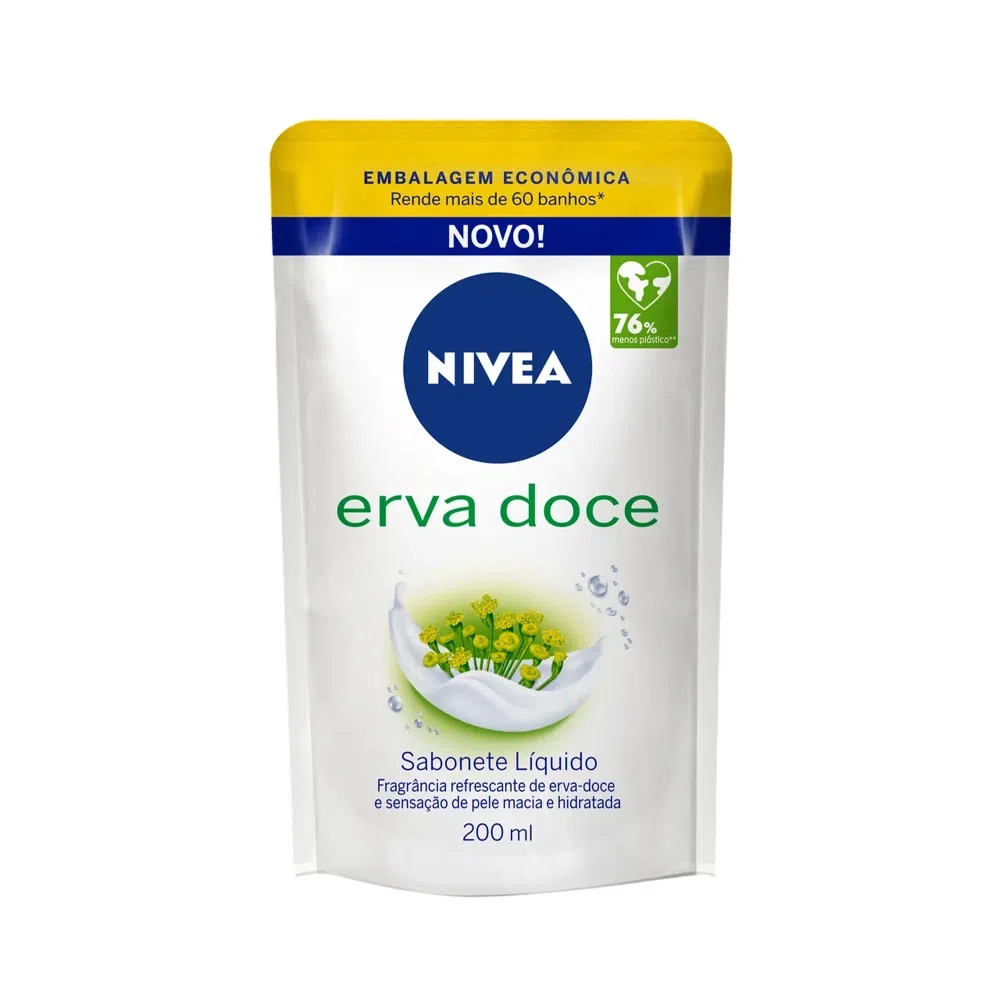 Sabonete Líquido Erva Doce Nivea Sachê 200ml Refil Embalagem Econômica