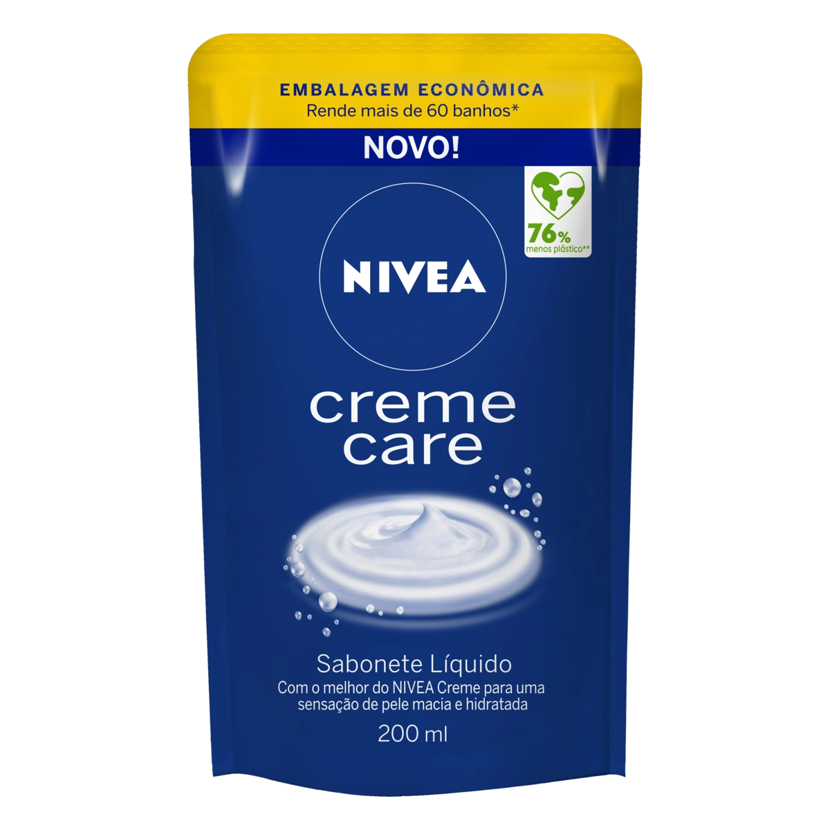 Sabonete Líquido Nivea Creme Care Sachê 200ml Refil Embalagem Econômica