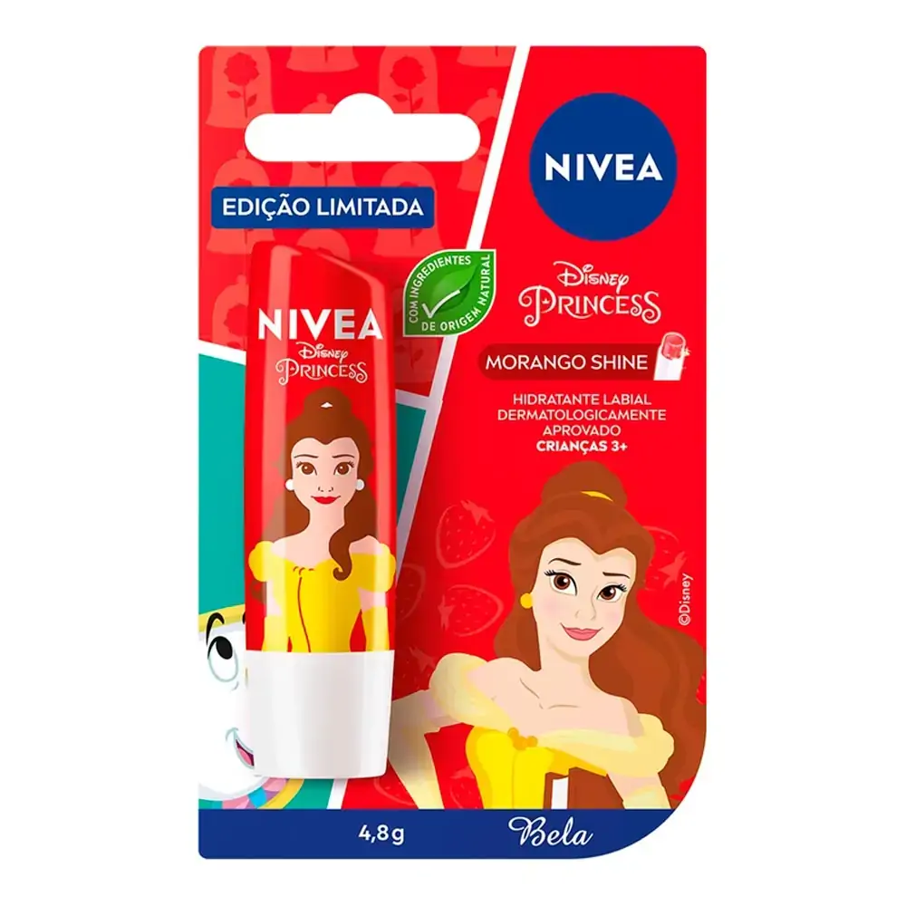 Hidratante Labial Nívea Pérola Shine Disney Princess Bela 4,8g