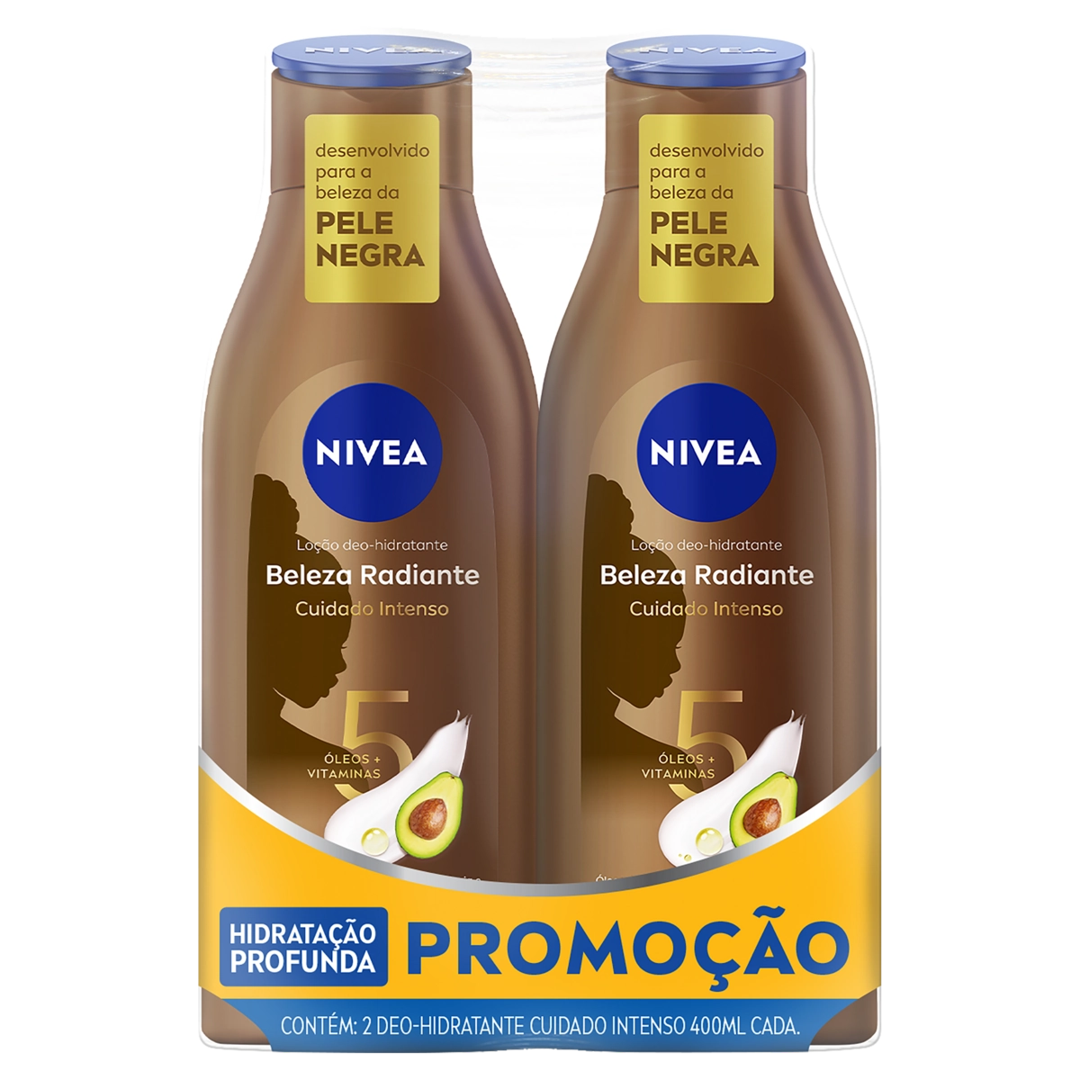 Pack Loção Corporal Deo Hidratante Nivea Beleza Radiante Frasco 2 Unidades 400ml Cada
