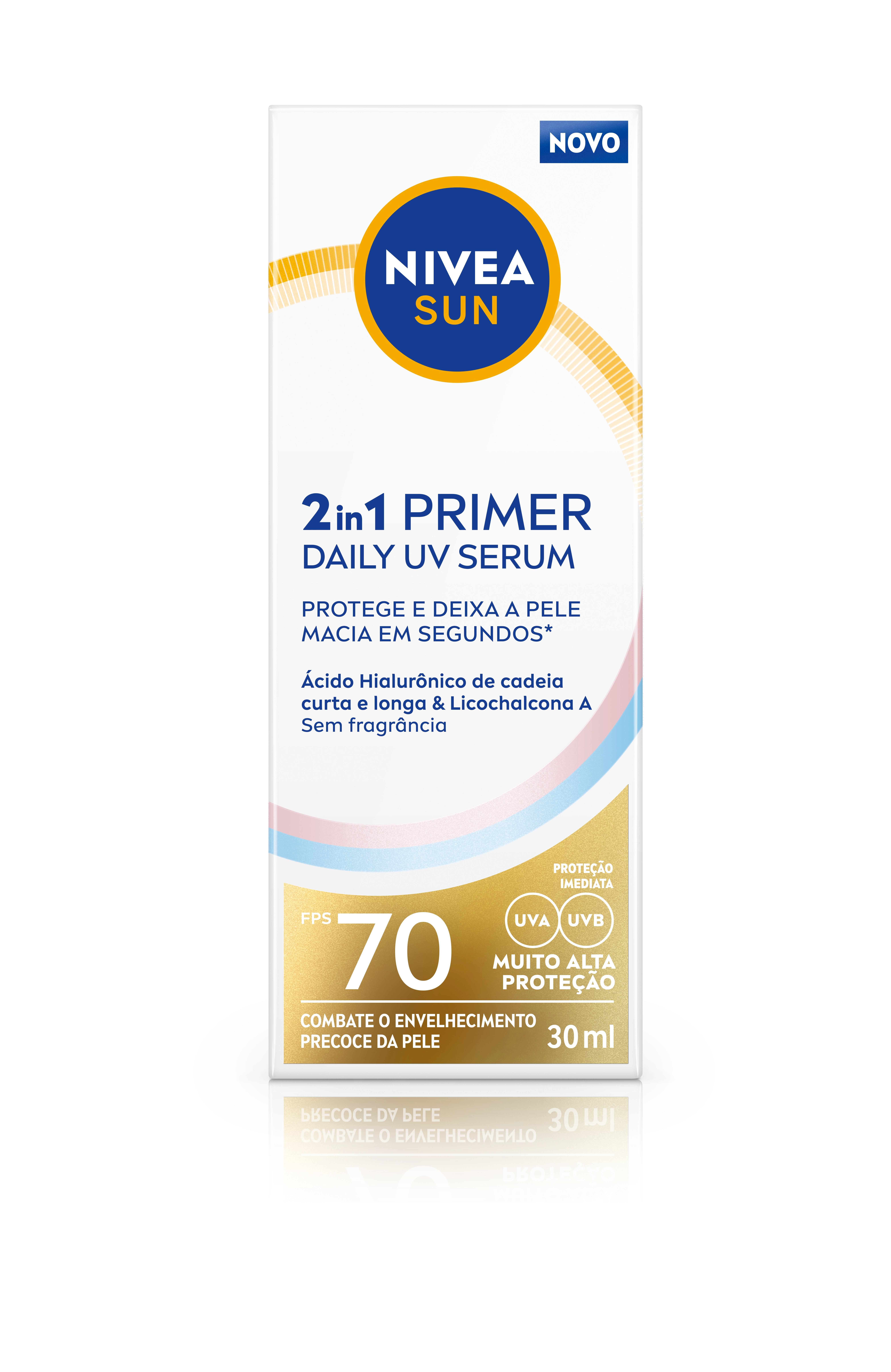 Protetor Solar Facial Sérum Primer Daily Uv 2 Em 1 Sem Perfume Fps 70 Nivea Sun 30ml