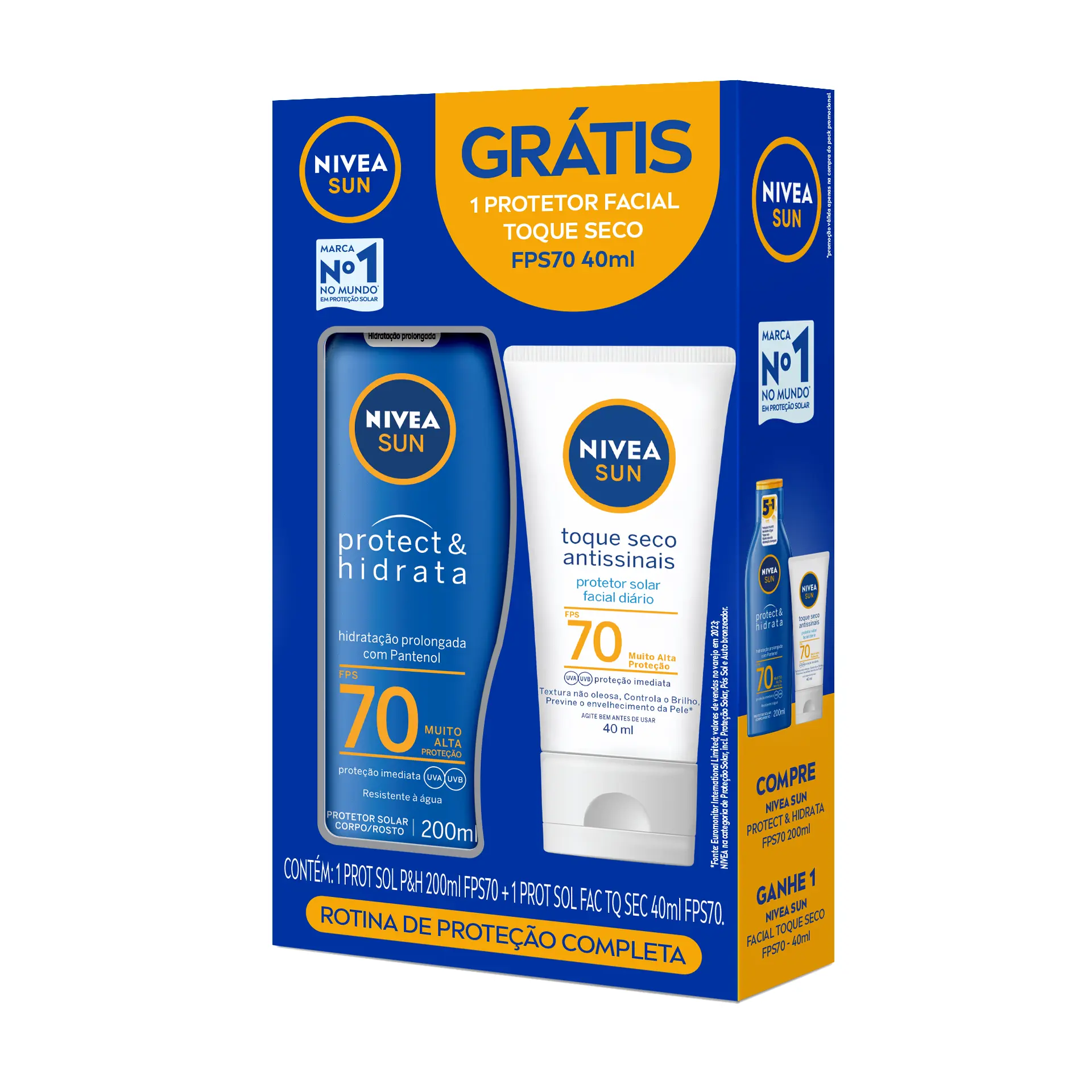 Protetor Solar Corporal E Facial Nivea Sun Protect Hidrata Fps 70 200ml Facial Toque Seco Antissinai