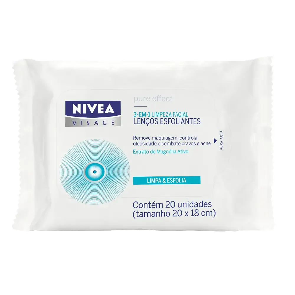 Lenço Umedecido Esfoliante Nivea Visage Pure Effect Lenço Esfoliante C/20